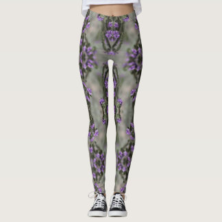 Lila Salt Heliotrope Wildblomme Mönster Leggings