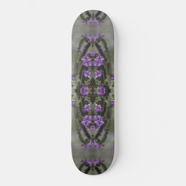 Lila Salt Heliotrope Wildblomme Mönster Mini Skateboard Bräda 18,5 Cm (Framsida)