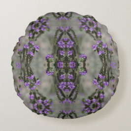 Lila Salt Heliotrope Wildblomme Mönster Rund Kudde