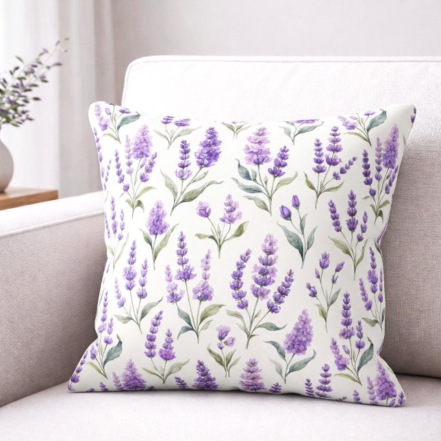 Lila Salvia Gröna Lavendelblommor Kudde (Skapare uppladdad)