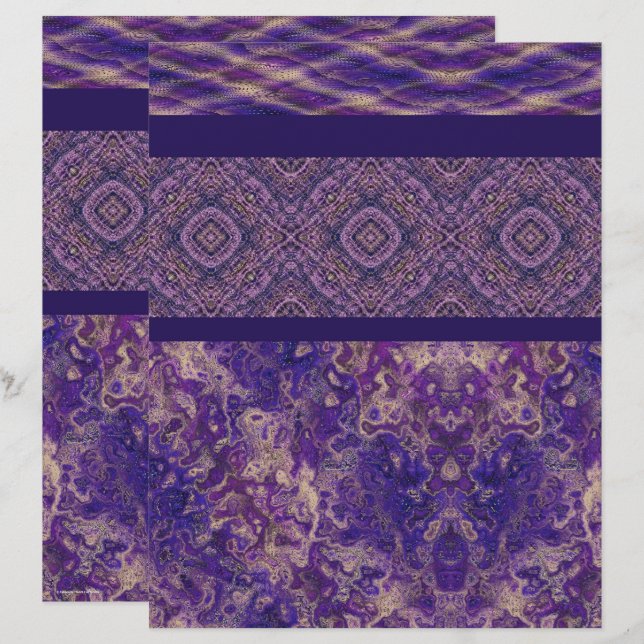 Lila sampler skrapbokspapper 2-sidig sida (Fram/baksida)