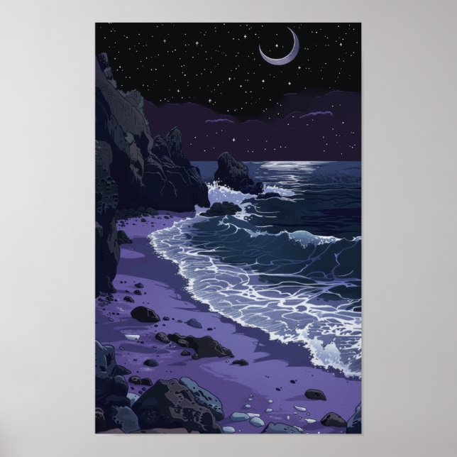 Lila Sand Beach Coastal Art Poster (Framsidan)