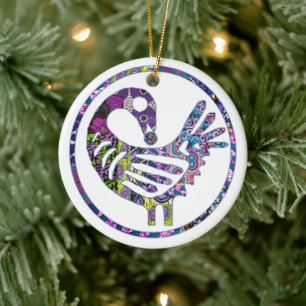 Lila Sankofa Bird Julgransprydnad Keramik