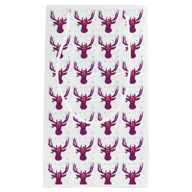 Lila Santa Hjort New Year Gift Bag (Framsidan)