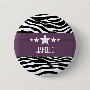 Lila Sassy Star Zebra Button Knapp