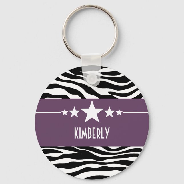 Lila Sassy Star Zebra Keychain Nyckelring (Framsida)