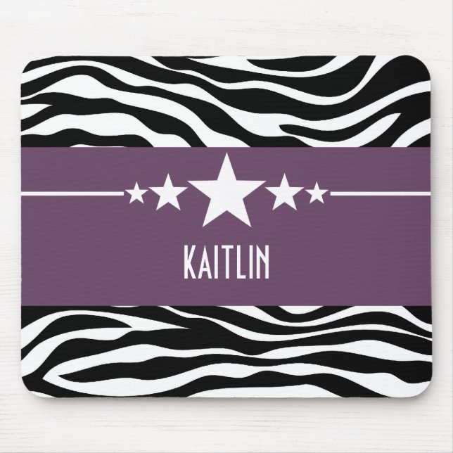Lila Sassy Star Zebra Mousepad Musmatta (Framsidan)
