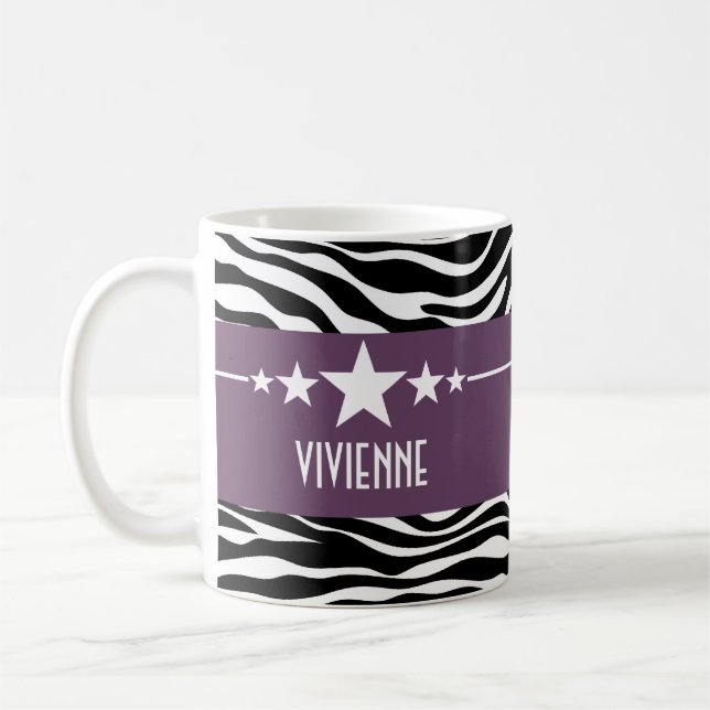 Lila Sassy Star Zebra Mugg (Vänster)