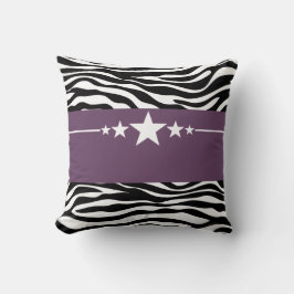 Lila Sassy Star Zebra Pillow Kudde