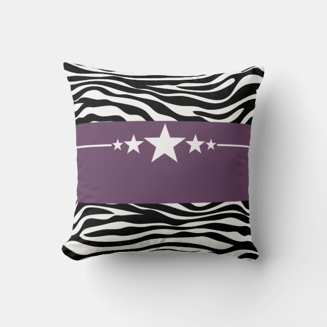 Lila Sassy Star Zebra Pillow Kudde (Framsida)
