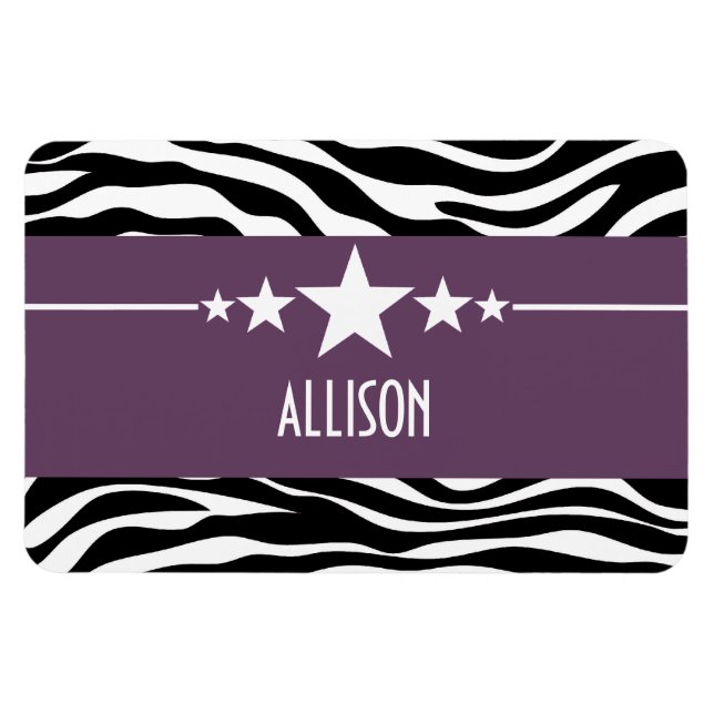 Lila Sassy Star Zebra Premium Magnet (Horisontell)