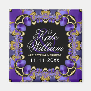 Lila Satin Bröllop Announcement Magnet