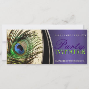 Lila Satin Snyggt Peacock Feather-inbjudan Inbjudningar