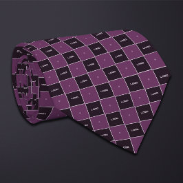 Lila schackbrädemönster logotyp slips