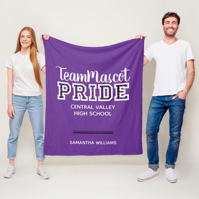 Lila School Pride Mascot Namn Fleece Blanket (På plats)