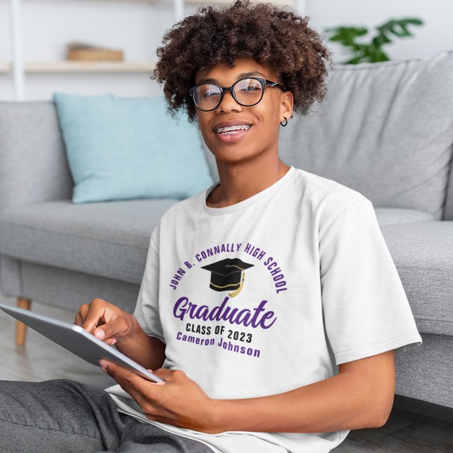 Lila Script Student Personlig Studenten T Shirt (Skapare uppladdad)