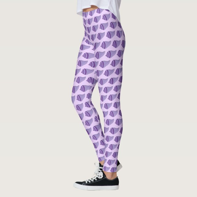 Lila Sea Snäcka Seashell Conch Ocean Beach Leggings (Vänster)