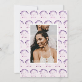 Lila Sea Snäcka Watercolor Photo & QR Spara Datumet