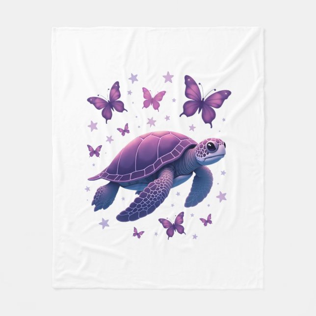 Lila - Sea Turtle Butterfly T-Shirt Fleecefilt (Framsidan)