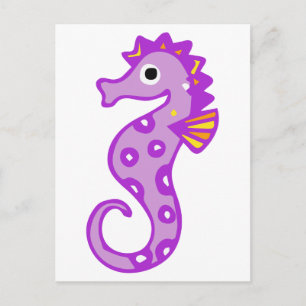 Lila seahorse vykort
