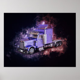 Lila Semi Tractor Trailer Lastbil Poster