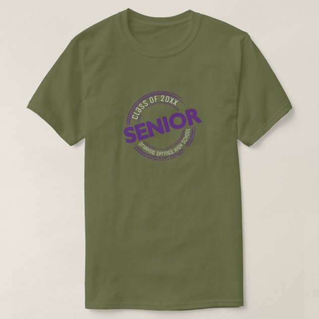 Lila Senior Class of Distress Badge T Shirt (Design framsida)