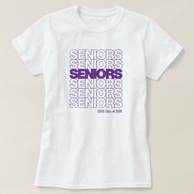 Lila Seniors Seniors Seniors T Shirt (Design framsida)