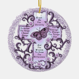 Lila Serenity Prayer Cross-ornament Julgransprydnad Keramik