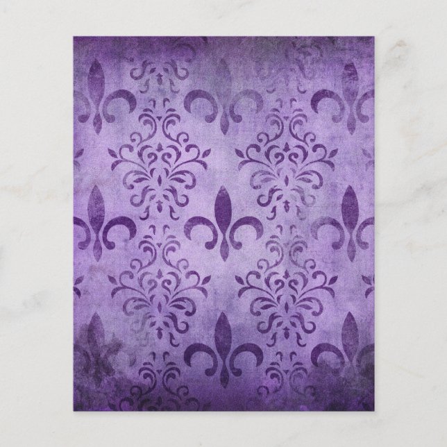 Lila Shabby Fleur de lis Scrapbook Papper (Framsida)