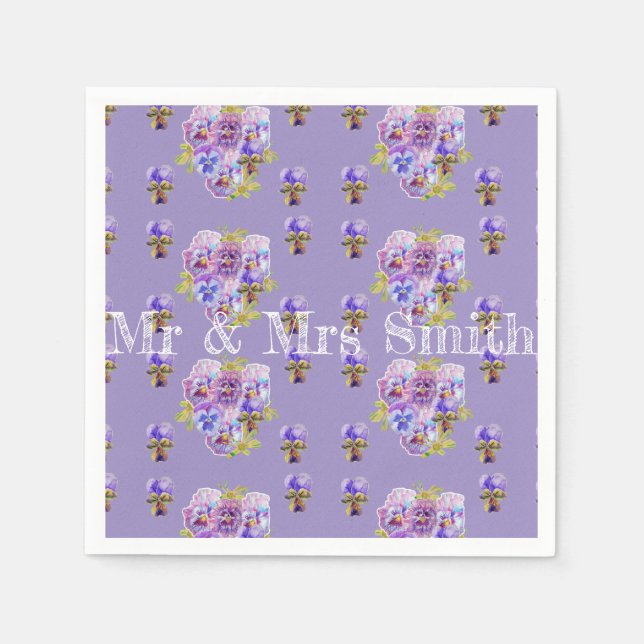 Lila Shabby Pansy Dekor Serviett Dukar ljuslila Pappersservett (Framsidan)