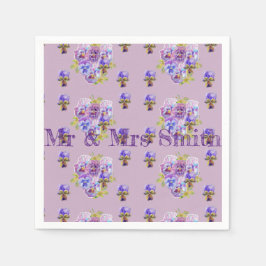 Lila Shabby Pansy Dekor Serviett Dukar ljuslila Pappersservett
