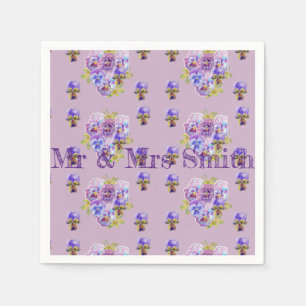 Lila shabby pansy dekor serviett lila pappersservett