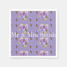Lila Shabby Pansy-dekor serviett servetter lila