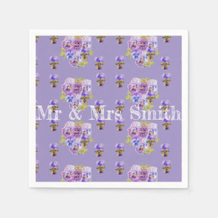 Lila Shabby Pansy Dekor Serviett Servetter lila