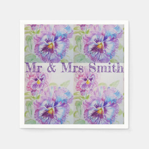 Lila Shabby Pansy Watercolour Serviett Dukar Pappersservett