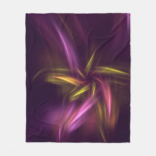 Lila Shades Abstrakt Flower Fantasy Fleecefilt (Framsidan)
