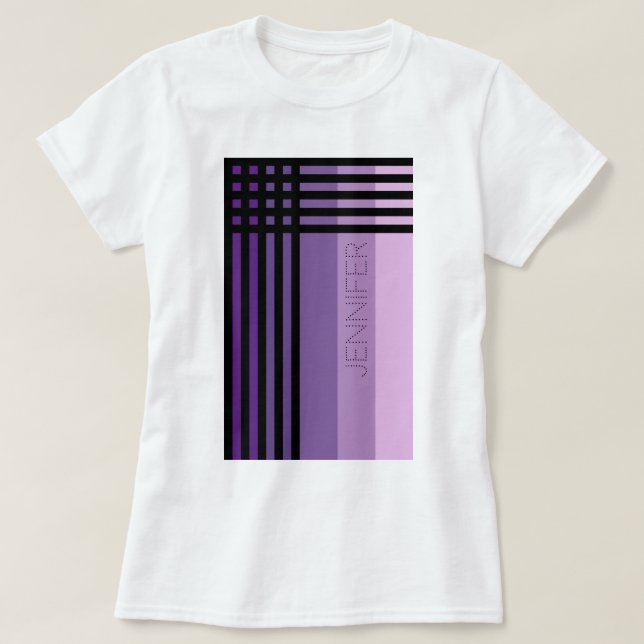Lila Shades and Black Rand Namn Customized T Shirt (Design framsida)