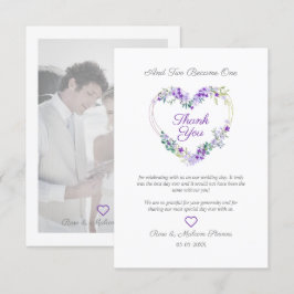 Lila Shades Blommigt Watercolor Heart Anpassningsb Tack Kort