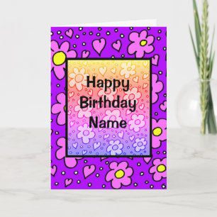 Lila Shades Flowery Birthday Kort