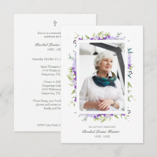 Lila Shades Garland in Loving Memory Photo Anteckningskort