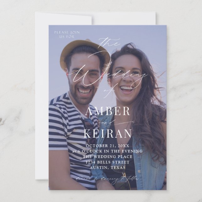 Lila Shades Photo Bröllop Inbjudningar (Framsida)