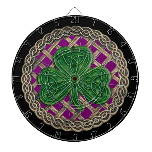 Lila Shamrock on Celtic Knots Dart Board Darttavla (Framsidan)
