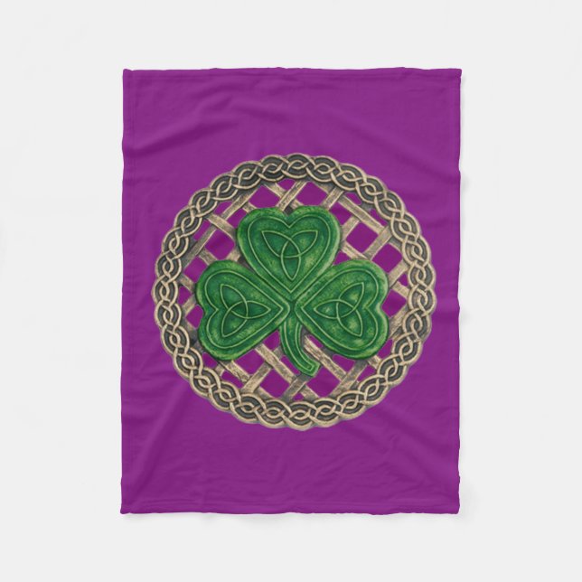 Lila Shamrock på Celtic Knots Fleece Blanket (Framsidan)