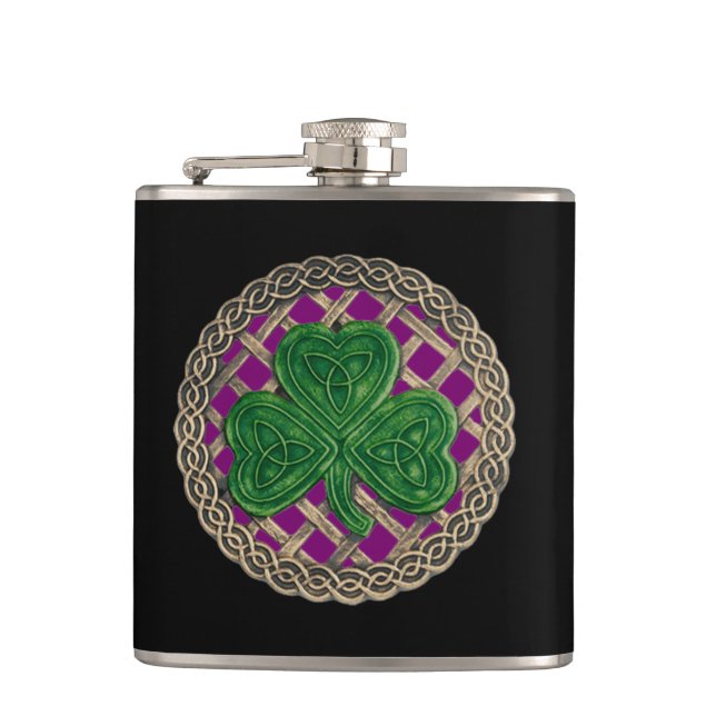 Lila Shamrock på den keltiska kolven Fickplunta (Framsidan)