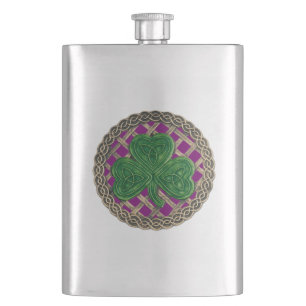 Lila Shamrock på den keltiska kolven Fickplunta