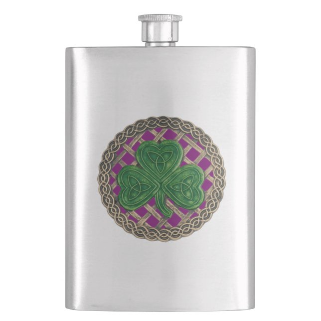 Lila Shamrock på den keltiska kolven Fickplunta (Framsidan)