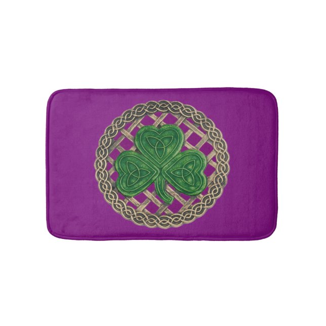 Lila Shamrock på keltiska badkar Badrumsmatta (Framsidan)