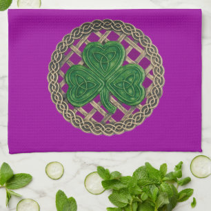 Lila Shamrock på Keltiska Knutar Köksduk Kökshandduk