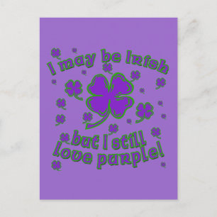 Lila Shamrock St. Patrick's Day Design Vykort