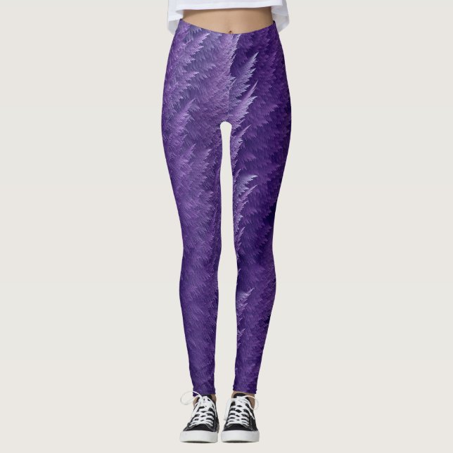 Lila Shimmer Feather Tartan Leggings (Framsida)